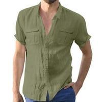Musko casual čvrsta košulja sa dvostrukim džepom kratkih rukava Elegantna isključivanje košulja ovratnika