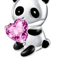 Skindy Fashion Panda Bear ogrlica Srce Okrugli oblik Zircon Privjesak ogrlica za žene Charm lanac ogrlica