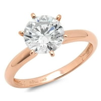 1. CT sjajan okrugli rez CLEAR simulirani dijamant 18K ružičasto zlato pasijans prsten SZ 3.75