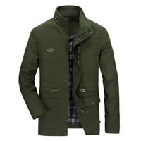 Voncos muške zimske dukseve - modna odjeća patelica s dugim rukavima sa džepovima Slim fit lagan topli džemper casual kaput jakna za muškarce vojska zelena veličina L