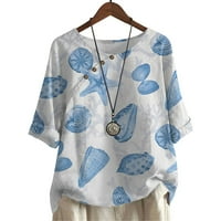 Ženska bluza Ležerna majica Plava seashell tiskanje srednje rukave Plus veličine
