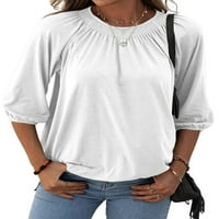 NIUER-ov ženski čvrsti kolobojni tunik TUNIC TOP Okrugli izrez ruffle labavi fit osnovna bluza za majicu