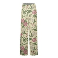 Široke nožne pantalone za žene tiskane šivene prozračne hlače, mentu zelena xl