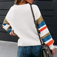 Aoochasliy Womens Dukseri pulover čišćenje boja blok blok kabela klina dugina prugasta bluza