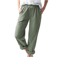Ženske dževne hlače džep elastične struke Udobne ravno hlače vojska zelena m