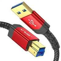 3. Muški do B muško 6,6ft, JSAU USB tip B uzvodno brvnara najlonska pletenica kompatibilna sa priključnom