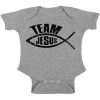 Awkward Styles Team Jesus Baby Bodysuit kratki rukav Black Roman za dječju riba za dječake Christian