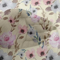 Onuone viskoze šifon krem ​​cvijet tkanine i lišće vodenikolor šivene dizalice Projekti tkanine otisci na širokoj dvorištu