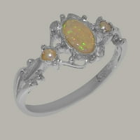 Britanci napravili 18k bijeli zlatni prirodni prsten za uključivanje i kultivirani biseri - Veličine opcije - Veličina 4,5