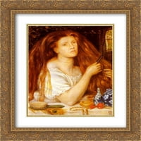Dante Gabriel Rossetti Matted Gold Ornate uramljena umjetnost 'Žena češljaju njenu kosu'