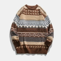 〖Roliyen〗 džemperi za žene Crew Crt Dugim rukavima cvjetni print jesen zimski vintage prugasti džemper pulover pleteni džemper