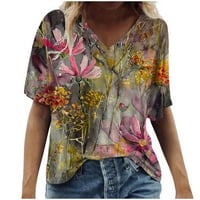 Transerijske ženske modne majice casual plus veličine Scenic Cvijeće Štampanje sa okruglim vratom Majica