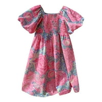 Ljetne haljine za djevojčice Dječje dijete Dječje ružičastom tiskane haljine haljina za rukav za 18