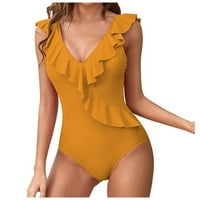 Žensko proljeće i ljetni seksi dvostruki rame V-izrez patchwork ruffle jednodijelni kupaći kostim chmara
