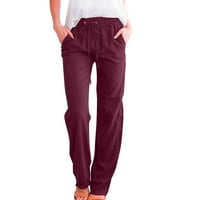 Ženske hlače High Squik široke noge Hlače Ležerne prilike elastične pantalone udobne ravne noge dugačke pantalone s džepovima za posao za golf
