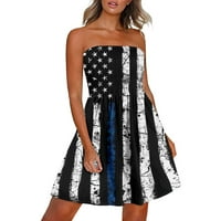 Ženska Slim Comfy mini haljina za uklanjanje Dnevne košulje za neovisnost Trendy American Flag tiskani