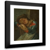 Venecijanska škola Crna modernog uokvirenog muzeja Art Print pod nazivom - mlada djevojka koja spava