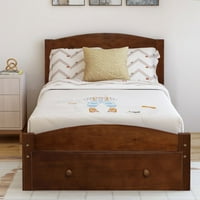 Abrihome Drvena platforma Twin krevet s bračnim krevetom sa skladišnim ladicama i drvenim škriljevcem