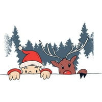 Smiješni božićni tee Santa Claus Reindeer Muški bijeli grafički tee - Dizajn ljudi 3xl