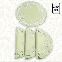Svijetlo zeleni sitni saliili - okrugli lice posteljina placemat europski vez za jesen jesenski zamorno
