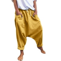 Pgeraug hlače za žene džepovi čvrste pamučne mješavine Vintage hlače Dukserice Žene Žute l
