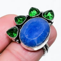 Burmise Sapphire, Diopside Gemstone ručno rađene nakit veličine 7,5