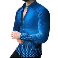 Promocija Muška gradijent dugih rukava tanka geometrijska grafička stakla za košulje