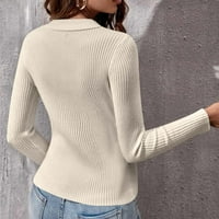 Žene Jesen modni lagani pleteni dugi rukav pulover pulover u boji Ležerne prilike pukotine Comfy Slim