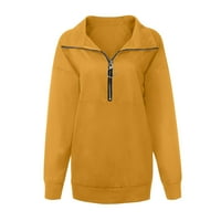 Zipper V-izrez Fall dukserica Proljetna odjeća za ženske košulje u boji dugih rukava Trendi pulover plus veličine vrha modni žuti xxl