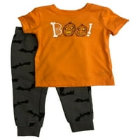 Toddler Boys Orange Bundeen Halloween Baby Outfit Boo Tee Sive pantalone za pantalone 4t