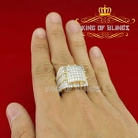 Kralj Bling-a 5.30ct kubični cirkonijski žuti hip hop Square Muški podesivi prsten iz SZ do 10