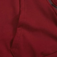 Virmaxy Ženski džemper sa kapuljačom od pune boje, dugih rukava Odjeća za okruglog vrata Japan Wei Jesen i zimski modni ležerne vrhove Burgundija m