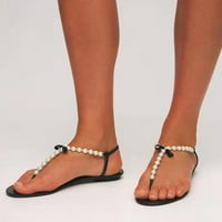 Sandale za žene čišćenje Ženska povremena plaža Ljetne modne cipele Pearl lukne posude ravne pete papuče
