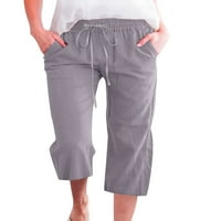 Grianlook Ženske pantalone Solidne dno boje obrezive care hlače široke noge dame prozračne čipke udobne