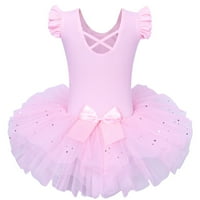 3-8Y Girls Pink baletne haljine ruffle rukave ples Tulle Tutu