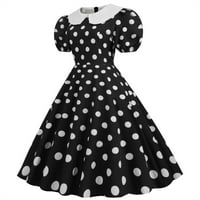 Ležerna haljina za ženske tačke Ispis kratkih rukava 1950S domaćica Večernja party matural haljina L