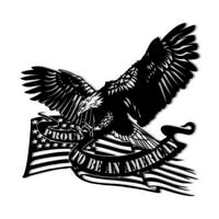 Američka zastava s orlom ponosna kao američki metalni zidni znak - laserski metalni metal Docor Decor Decor Welling Accent Natični u SAD-u na otvorenom znakovima - Veličine Boje na otvorenom