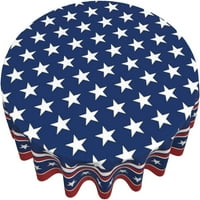 Stolcloth okrugla Patriotska spomen-nezavisnost Dan stol tkanina Američka zastava Plavi stolnjak od