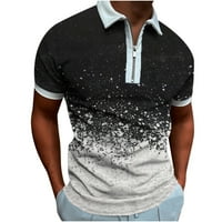 Majica majica Muška Plus Veličina Muška 3D ispisana rever Pola zip atleizure majica kratkih rukava