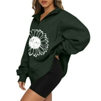 Loopsun Ljetna ušteda odjeća za žene, žene dugih rukava Ležerne majice Ispis V-izrez Labavi pulover