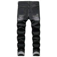 Cleance Dezsed Men Hlače Jeans High-End Stretch Nostalgic Frayed Slim-Fit Jeans Cleance Casual Prevelike