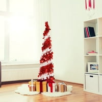 Rdeuod 4. Feet Božićno složeno umjetno stablo, mali tanak i dugački sekvi za praznične ukrase za zabavu
