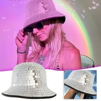 Clearsance Disco HALL HAT kašika Hat Western Mirrored Sequin Fedora Hat sa ogledalom minđuša i ogrlica