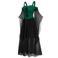 Hvyesh Gothic haljine za žene plus veličine mrežica trubača čipka za čipke up korset haljina hladna