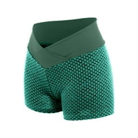Hlače za vježbanje Ljetni saće tkanine breskve uske struk pokret plijen kratke hlače zeleno l