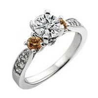 Zbirka Dazzlingock 1. Carat 14K šampanjac i bijeli dijamantni kamen zaručni prsten CT, bijelo zlato,