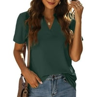 Ljetne košulje za žene Solid Color Print Tops Reduel Fit odjeća za djevojke Kratki rukav Teers Comfy