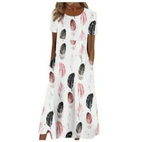 Dyegold sarderes za ženska Ležerna plaža - cvjetna haljina za žene Ljeto okrugli vrat kratki rukav cvjetni