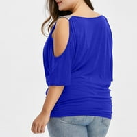 HHEI_K Plus size Žene hladne rame Ležerne prilike kratkih rukava majica za bluzu na vrhu ljetnih vrhova za žene