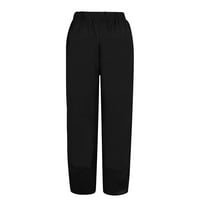 Zkozptok hlače za žene Palazzo hlače Ispiši casual sportske kapris široke noge obrezane hlače, crna, xxl